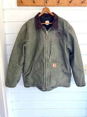 CARHARTT C61 ARG Green Sandstone Ridge Chore Jacket with Sherpa Lining - L